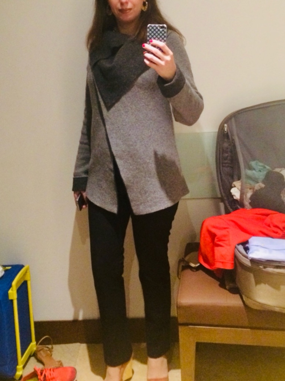 Women's Gray Asymmetrical Knit Cardigan Sweater